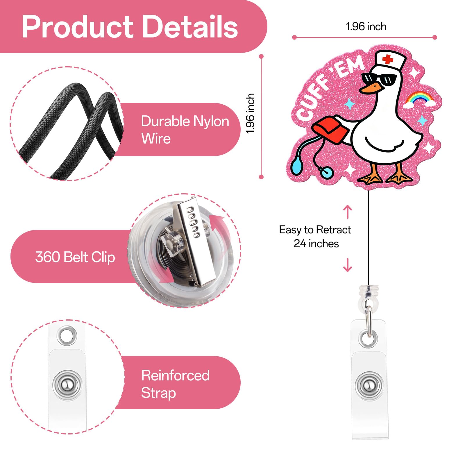 Funny Goose Nurse Badge Reel, Cuff 'Em