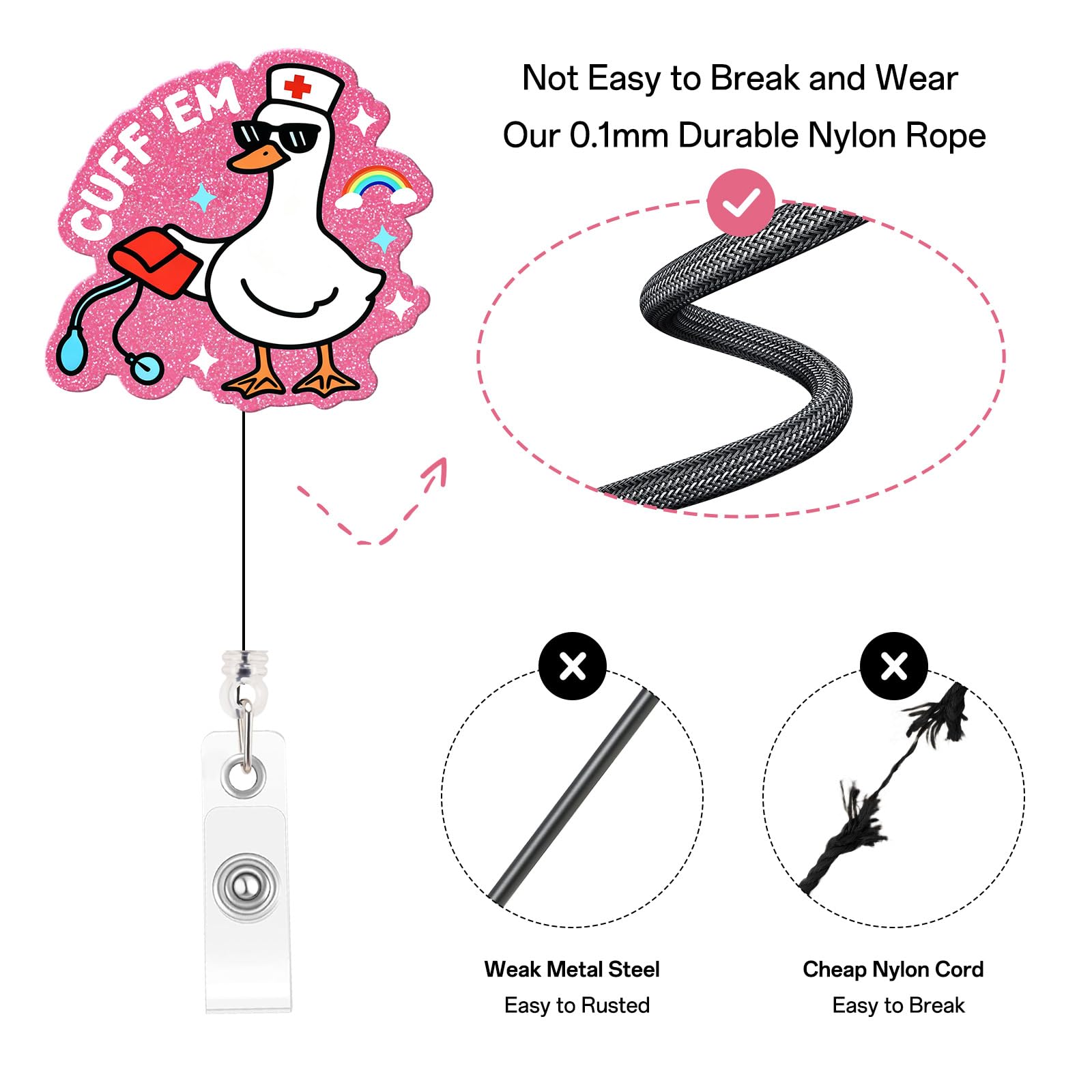Funny Goose Nurse Badge Reel, Cuff 'Em