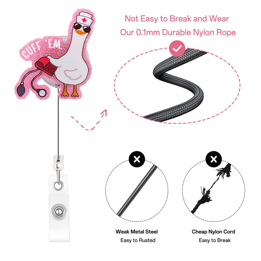 Funny Goose Nurse Badge Reel, Cuff 'Em